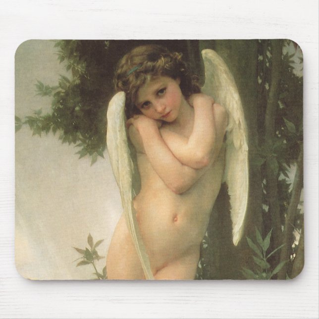 Cupid (Cupidon) Angel Portrait by Bouguereau Mouse Pad (Front)