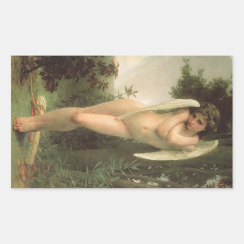 Cupid Cupidon Angel Portrait by Bouguereau Rectangular Sticker