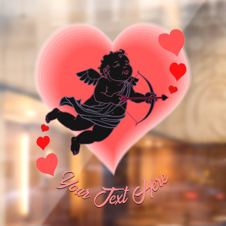 Cupid Decal Personalized Valentine's Window Cling