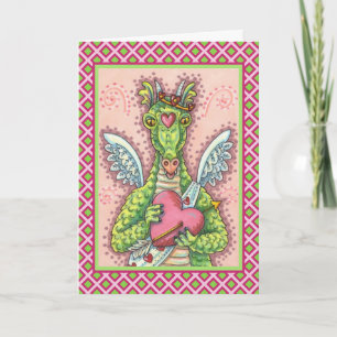CUPID DRAGON, HEART AND ARROW FANTASY VALENTINE HOLIDAY CARD