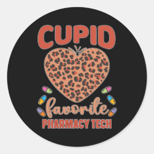 Cupid Favorite Pharmacy Tech Technician Pharmacist Classic Round Sticker