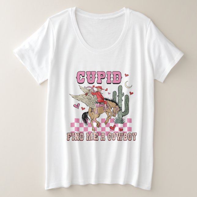 Cupid Find Me A Cowboy Women  Plus Size T-Shirt (Design Front)
