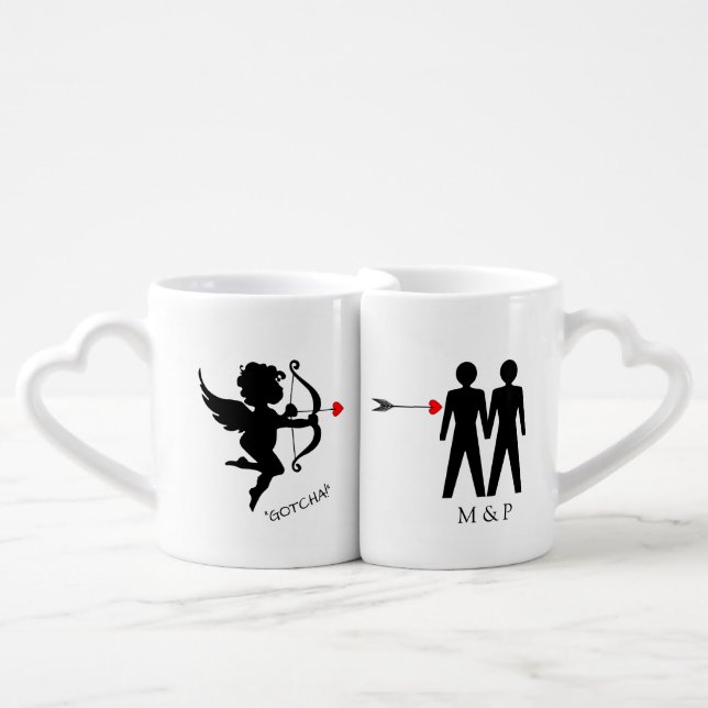 Cupid "Gotcha" Coffee Mug Set (Front Nesting)