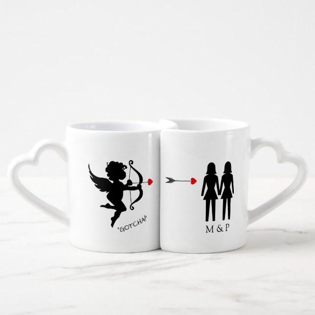 Cupid "Gotcha" Coffee Mug Set (Front Nesting)
