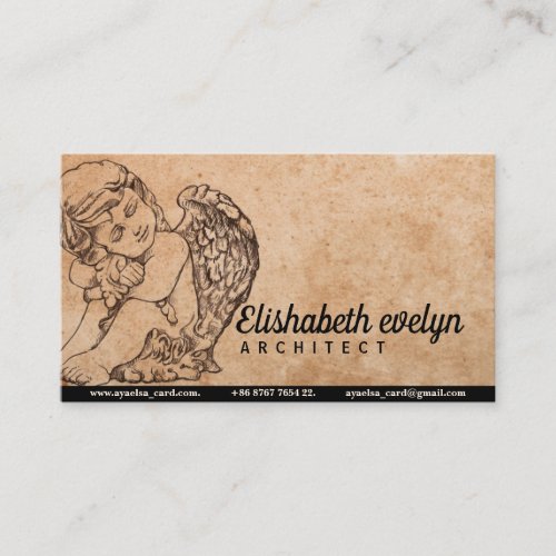 Cupid Hand Painted Black And White Sketch European Business Card