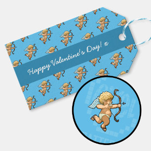 Cupid Happy Valentine's Day Cherub Pixel Pattern Gift Tags
