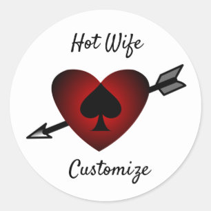 Cupid Heart Black Spade Thunder_Cove Classic Round Sticker