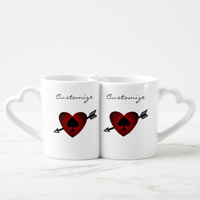 Cupid Heart Black Spade Thunder_Cove Coffee Mug Set (Back Nesting)