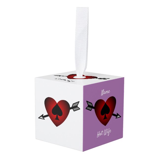 Cupid Heart Black Spade Thunder_Cove Cube Ornament (Front Angled)