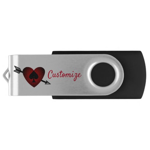 Cupid Heart Black Spade Thunder_Cove Flash Drive