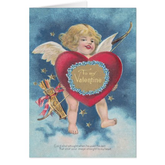 Cupid Heart Bow Arrow Stars Clouds Heavens Cards (Front)