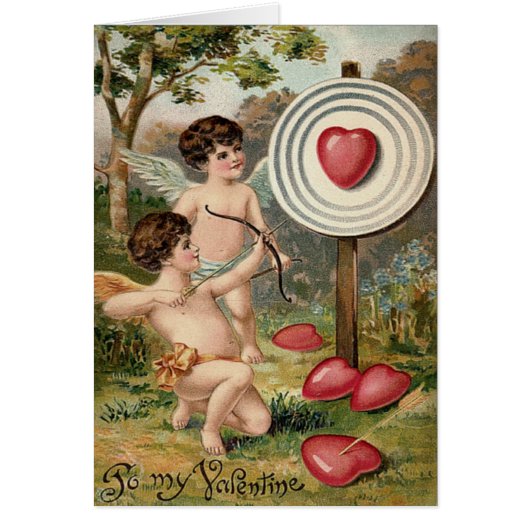 Cupid Heart Bow Arrow Target Field Cards (Front)