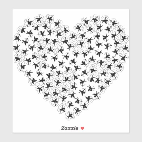 cupid heart love angel arrow bow sticker