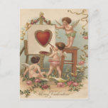 Cupid Heart Painting Roses Rose Postcard