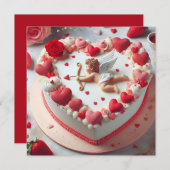 Cupid Heart Shaped Cake Valentine Holiday Card (Front/Back)