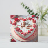 Cupid Heart Shaped Cake Valentine Holiday Card (Standing Front)
