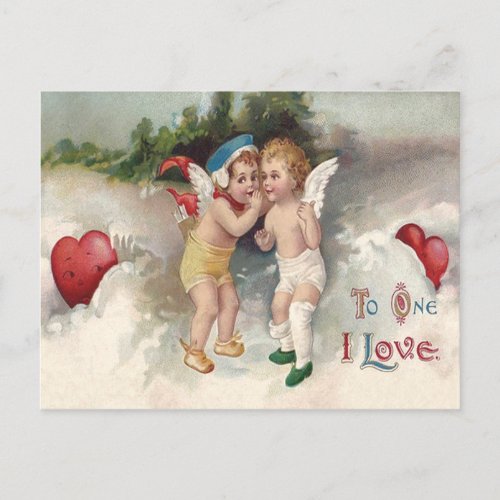 Cupid Heart Snow Cherub Angel Postcard