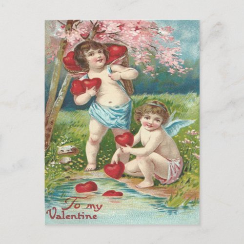 Cupid Heart Tree Pond Postcard