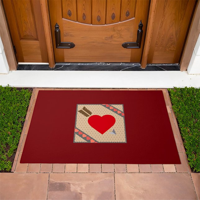 Cupid Heart with Arrow Romantic Valentines Pattern Doormat (Creator Uploaded)