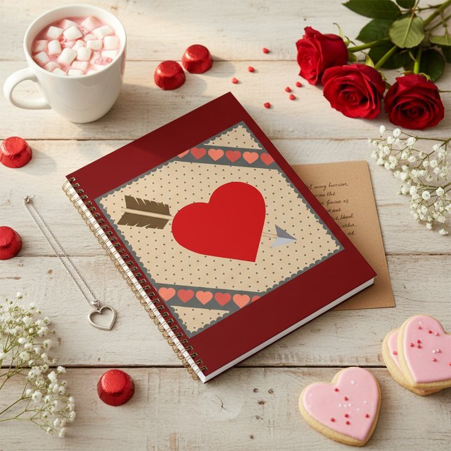 Cupid Heart with Arrow Romantic Valentines Pattern Planner (Creator Uploaded)