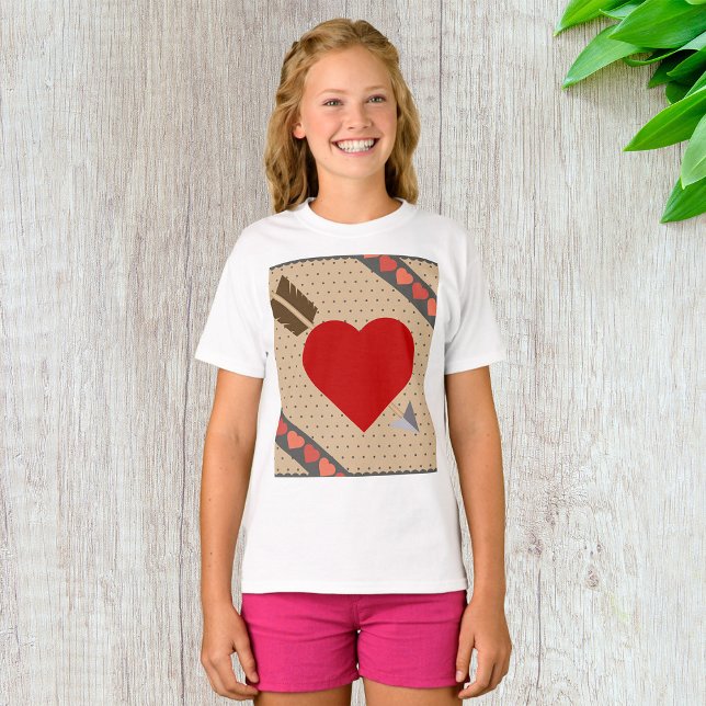 Cupid Heart with Arrow Romantic Valentines Pattern T-Shirt (Creator Uploaded)