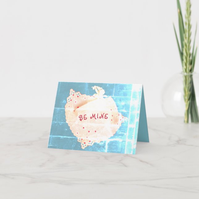 Cupid hearts Valentine BE MINE Card red & blue (Front)
