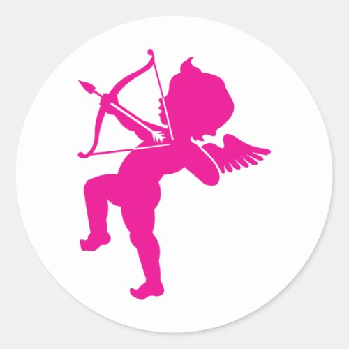 Cupid _ Hot Pink Cupids Bow and Arrow of Love Classic Round Sticker