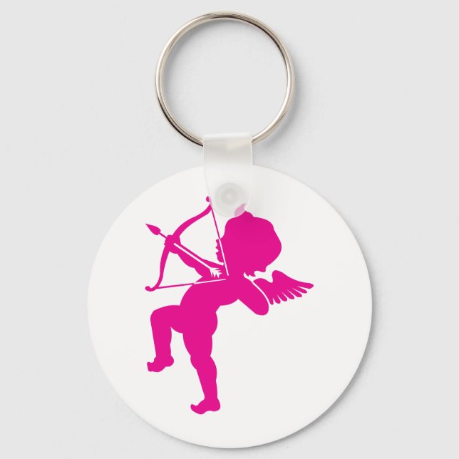 Cupid - Hot Pink Cupid's Bow and Arrow of Love Keychain (Front)