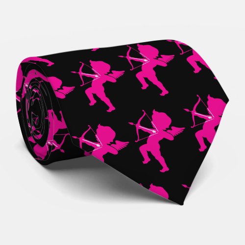 Cupid _ Hot Pink Cupids Bow and Arrow of Love Nec Neck Tie