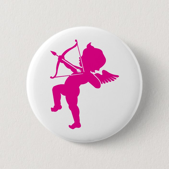 Cupid Hot Pink Cupid's Bow and Arrow of Love Pinback Button