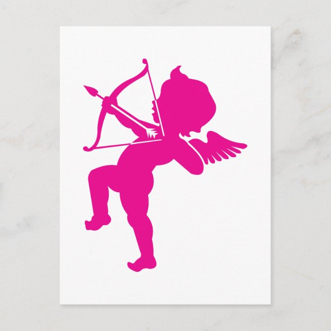 Cupid - Hot Pink Cupid's Bow and Arrow of Love Pos Postcard (Front)