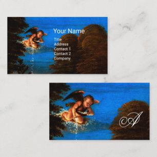 Cupid In Blue Sky Pours a Cascade of White Flowers Business Card