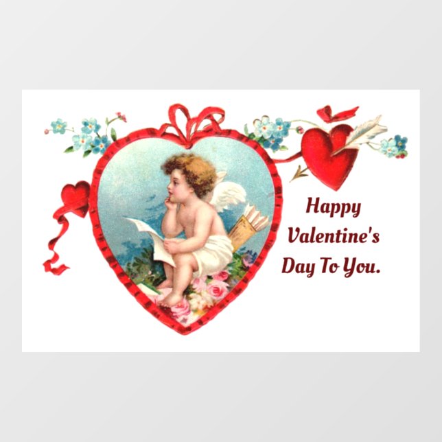 Cupid In Heart Window Cling (Sheet)