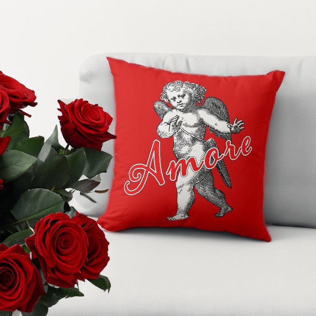 Cupid in Love Romantic Vintage Throw Pillow (Creator Uploaded)