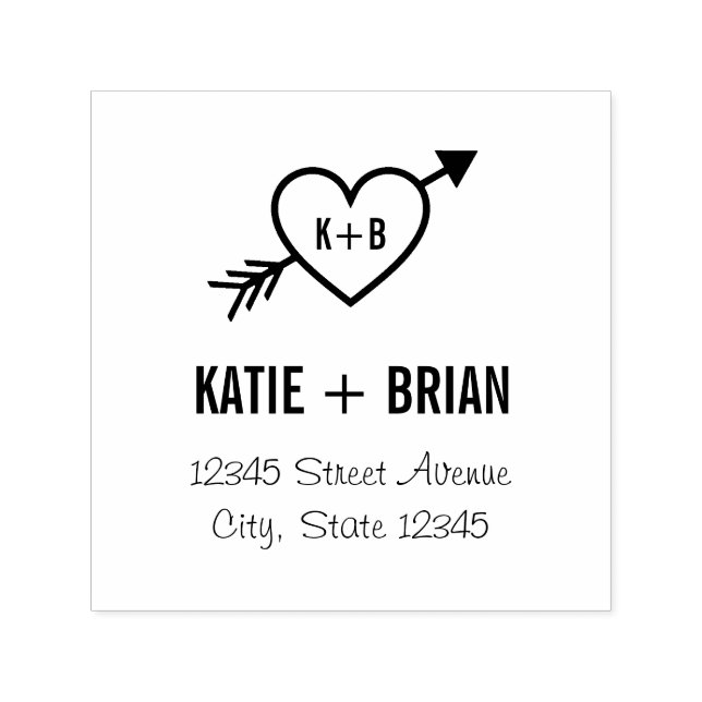 Cupid Initials Personalized Rubber Stamp (Design)