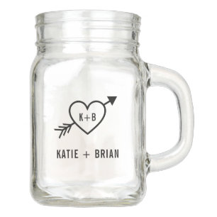 Cupid Initials Personalized Wedding Favors Mason Jar