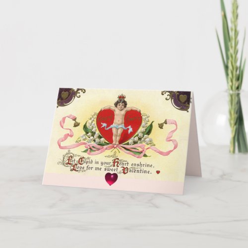 CUPID KING OF HEARTS RED WAX SEAL Valentines Day Holiday Card