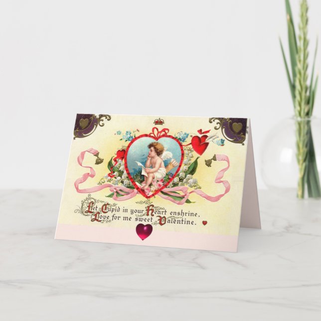 CUPID KING OF HEARTS ,RED WAX SEAL Valentine's Day Holiday Card (Front)