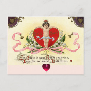 CUPID KING OF HEARTS ,RED WAX SEAL Valentine's Day Holiday Postcard