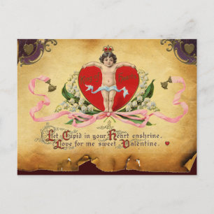 CUPID KING OF HEARTS ,RED WAX SEAL Valentine's Day Holiday Postcard