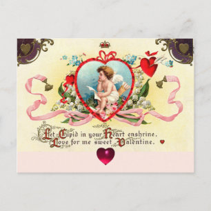 CUPID KING OF HEARTS ,RED WAX SEAL Valentine's Day Holiday Postcard