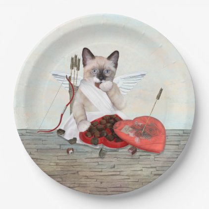 Cupid Kitten Paper Plate