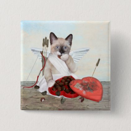 Cupid Kitten Square Button