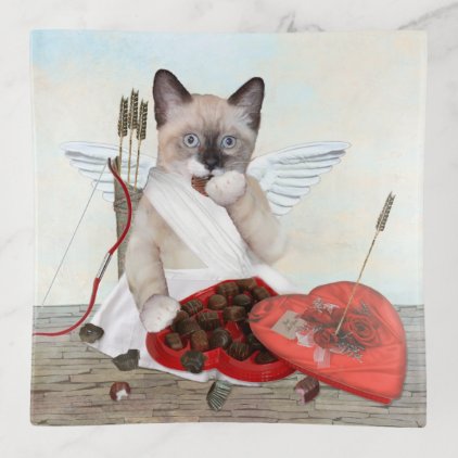 Cupid Kitten Square Trinket Tray