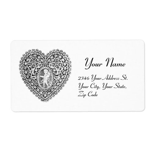 CUPID LACE HEART Black and White Label