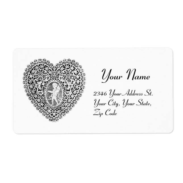 CUPID LACE HEART, Black and White Label (Front)