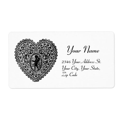 CUPID LACE HEART Black and White Label