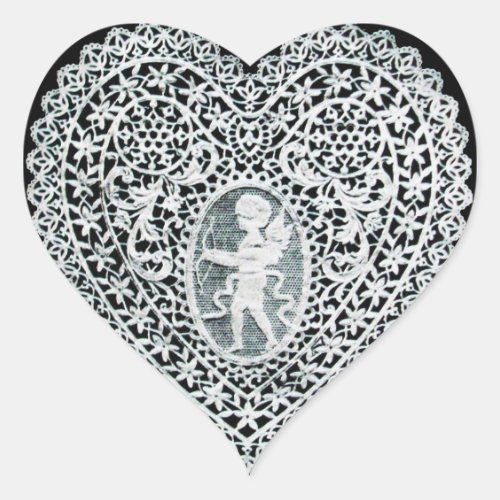 CUPID LACE HEART HEART STICKER