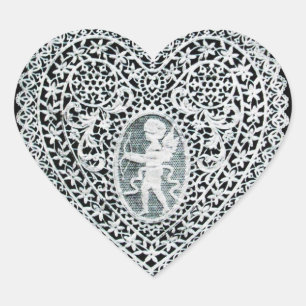CUPID LACE HEART HEART STICKER