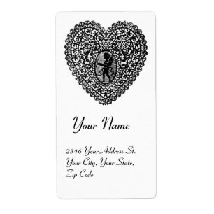 CUPID LACE HEART LABEL